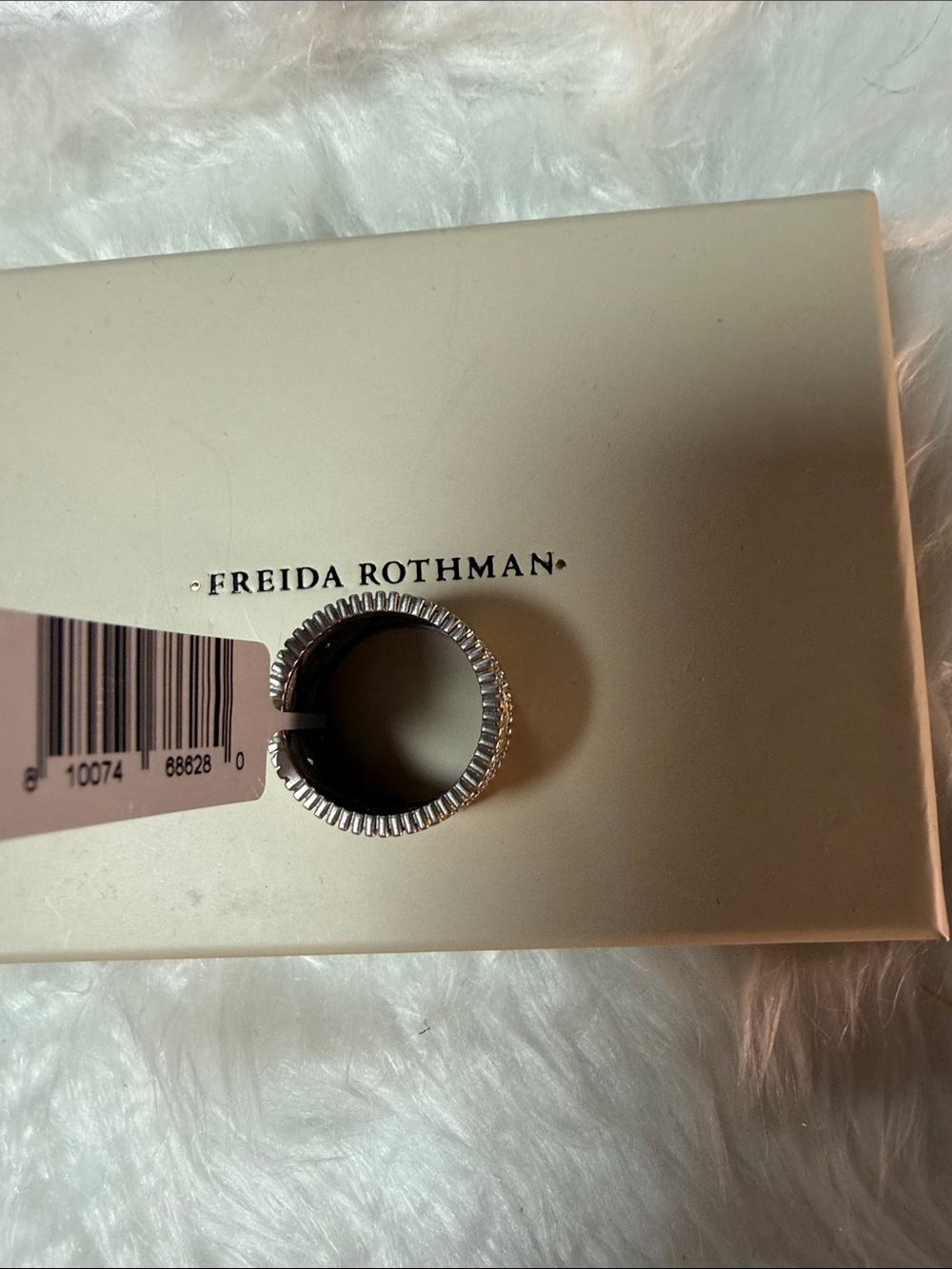 Freida Rothman Gold-Tone Diamond Pattern Wide Band Ring - Picture 5 of 6